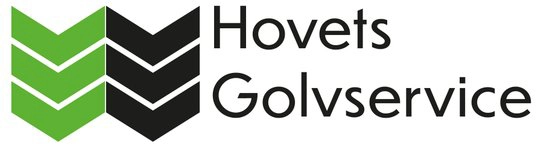 Hovets Golvservice AB, logga i svart och grönt.